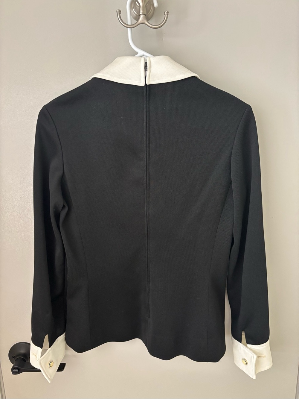 Vintage Kimberly Black Ivory Collar Knit Top Jacket Size 10 - Picture 4 of 7